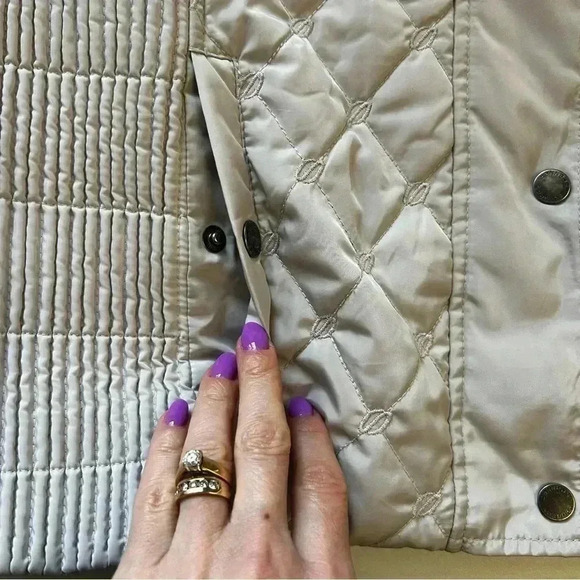 Spanner  Quilted Puffer Jacket Silver Metallic Dove Grey Size Medium - Picture 10 of 16